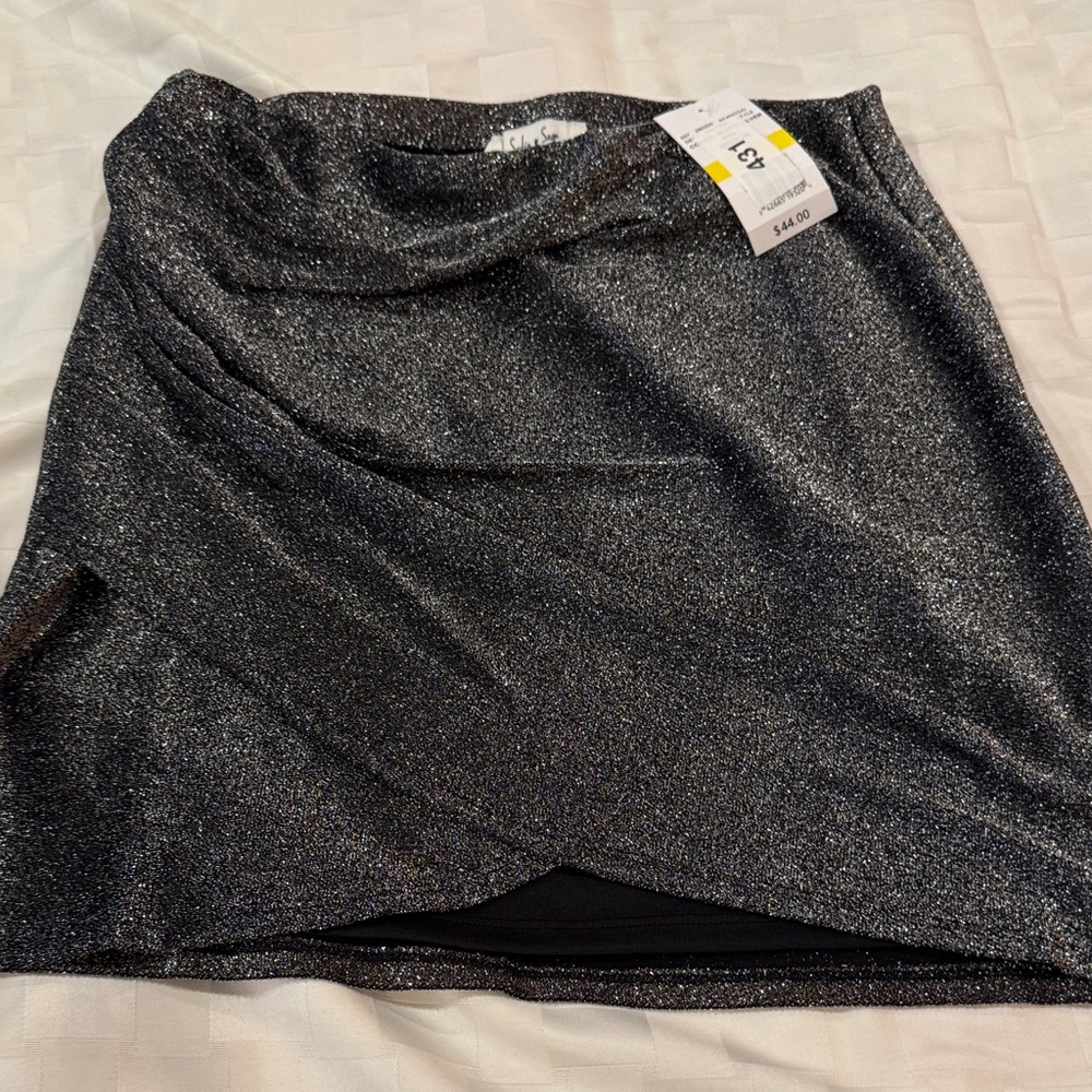 Sadie & Sage Shimmering Black Mini Skirt